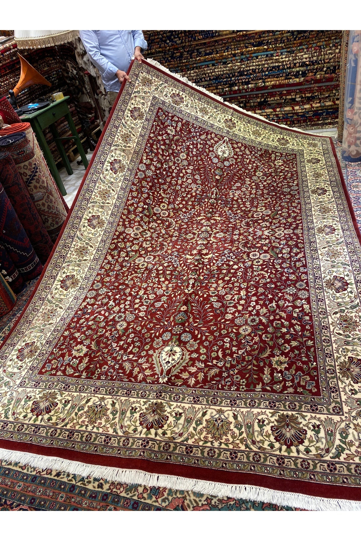RD RAMAZAN DAG Hand Rug Art Hand-Woven Indian Hereke Rug Cotton Fringe with New Zealand Wool Woven Size 3x2 - MALLTURK