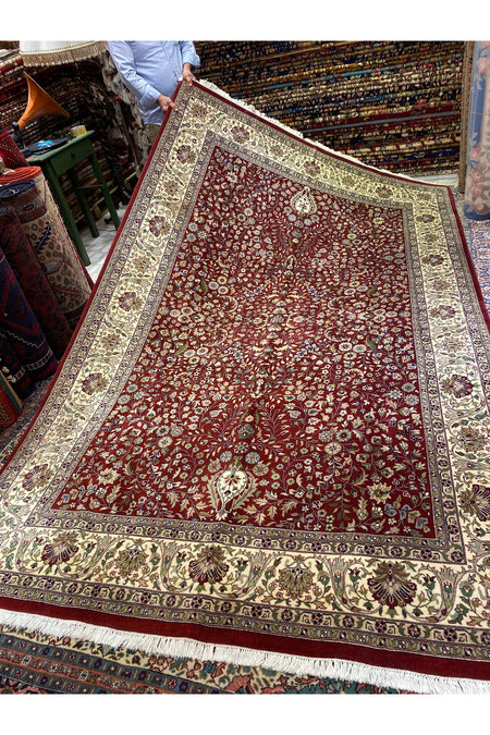 RD RAMAZAN DAG Hand Rug Art Hand-Woven Indian Hereke Rug Cotton Fringe with New Zealand Wool Woven Size 3x2 - MALLTURK