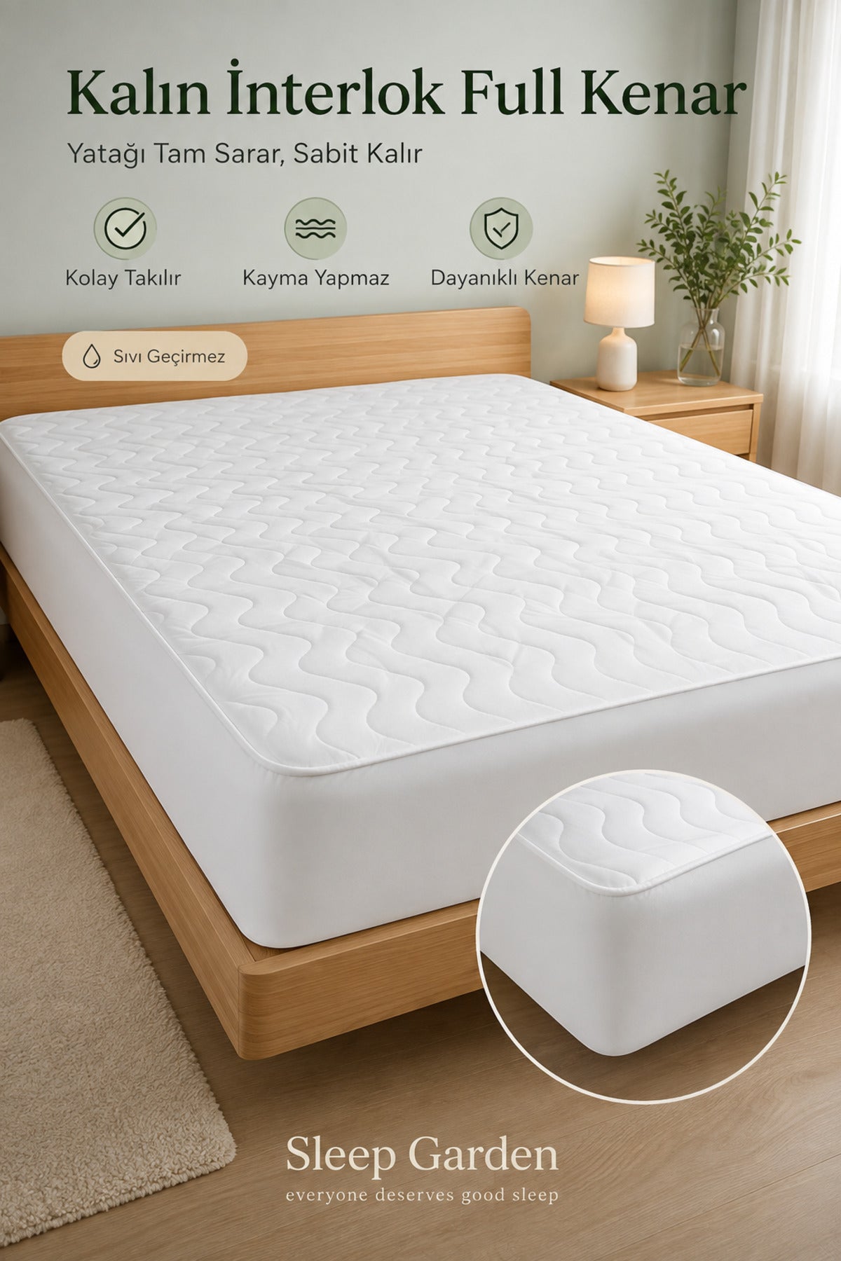 Sleep Garden Waterproof Cotton Quilted Fitted Mattress Protector - MALLTURK
