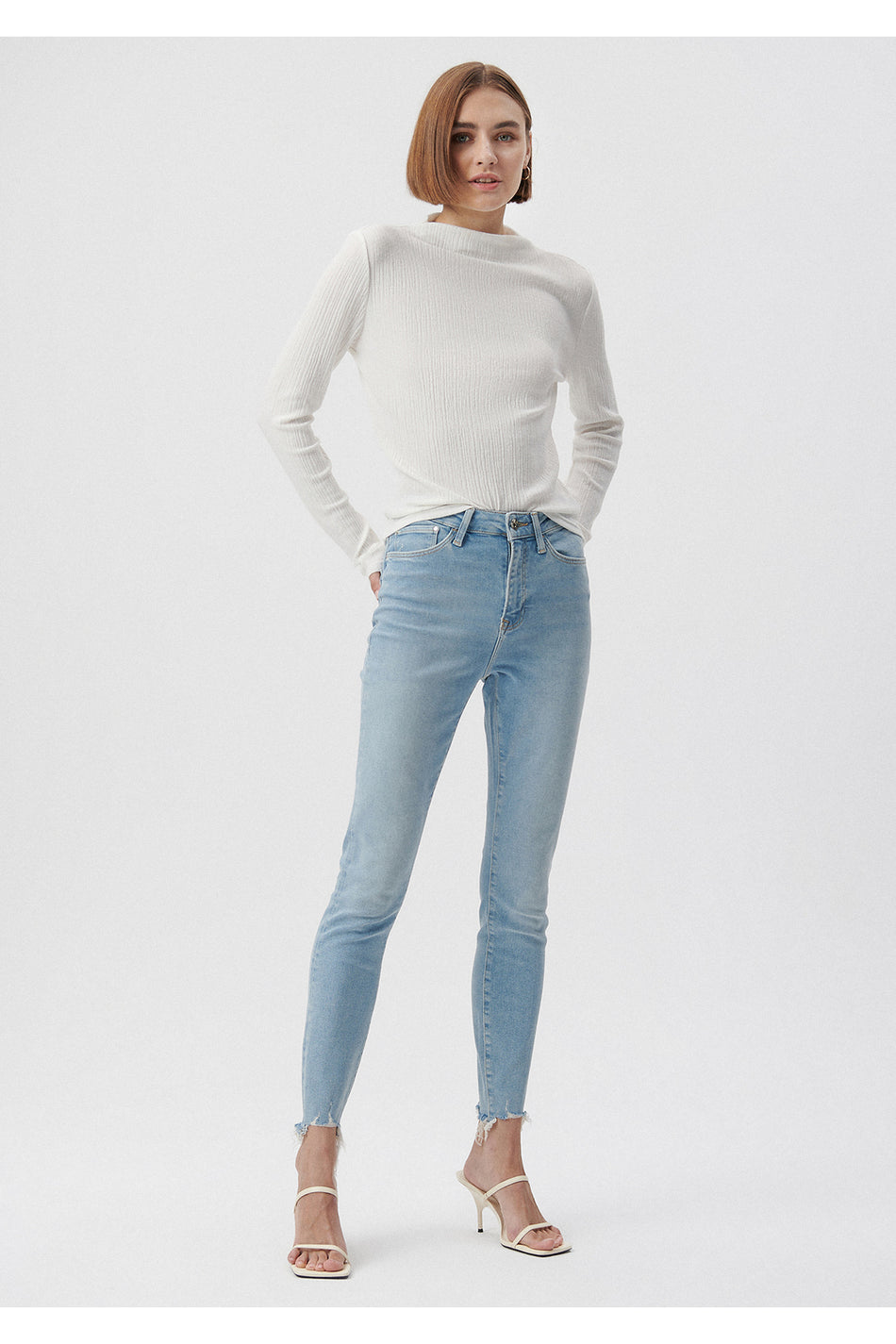 Serenay Mavi Shaded Mavi Gold Shape Jeans 100980-84433 - MALLTURK