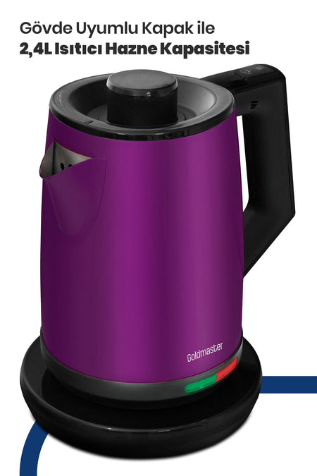 GoldMaster GM7344V Acacia Violet XL 2200 Watt Patented Drip-Free Design Stainless Steel Tea Maker and Water Kettle - MALLTURK