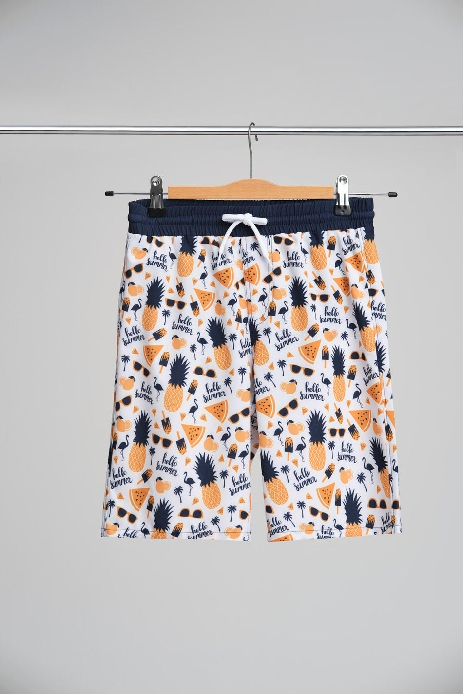 Hasema Men's Shorts with Pineapple Pattern in Navy Blue