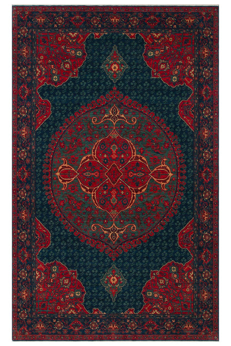 Eko Rug KADIM KDM 03 NAVY Anatolian Motifs Featuring New Zellanda Wool with Produced Handcrafted High Traditional Te - MALLTURK