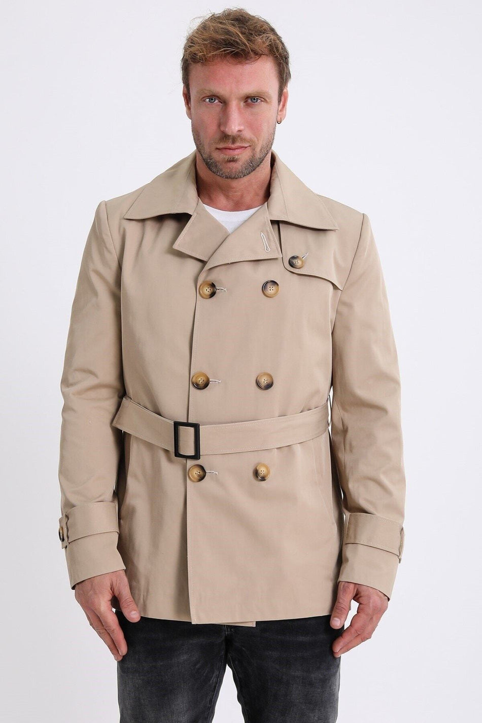 Gabardina de fibra bege Leather Club