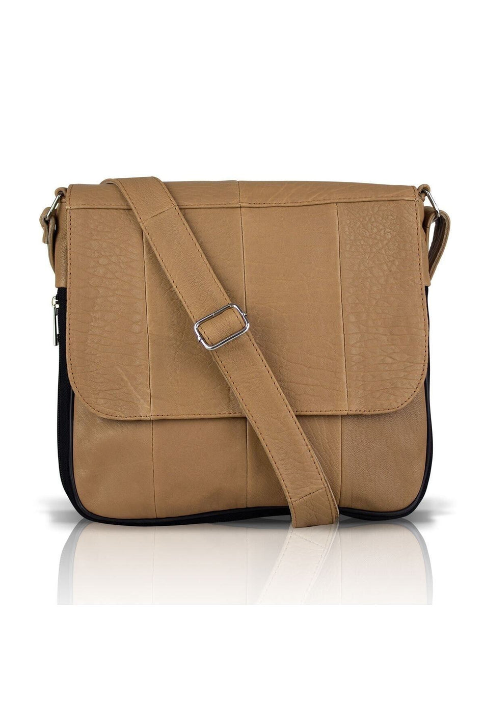 Fubileather Genuine Leather Unisex Crossbody Messenger Bag Brown