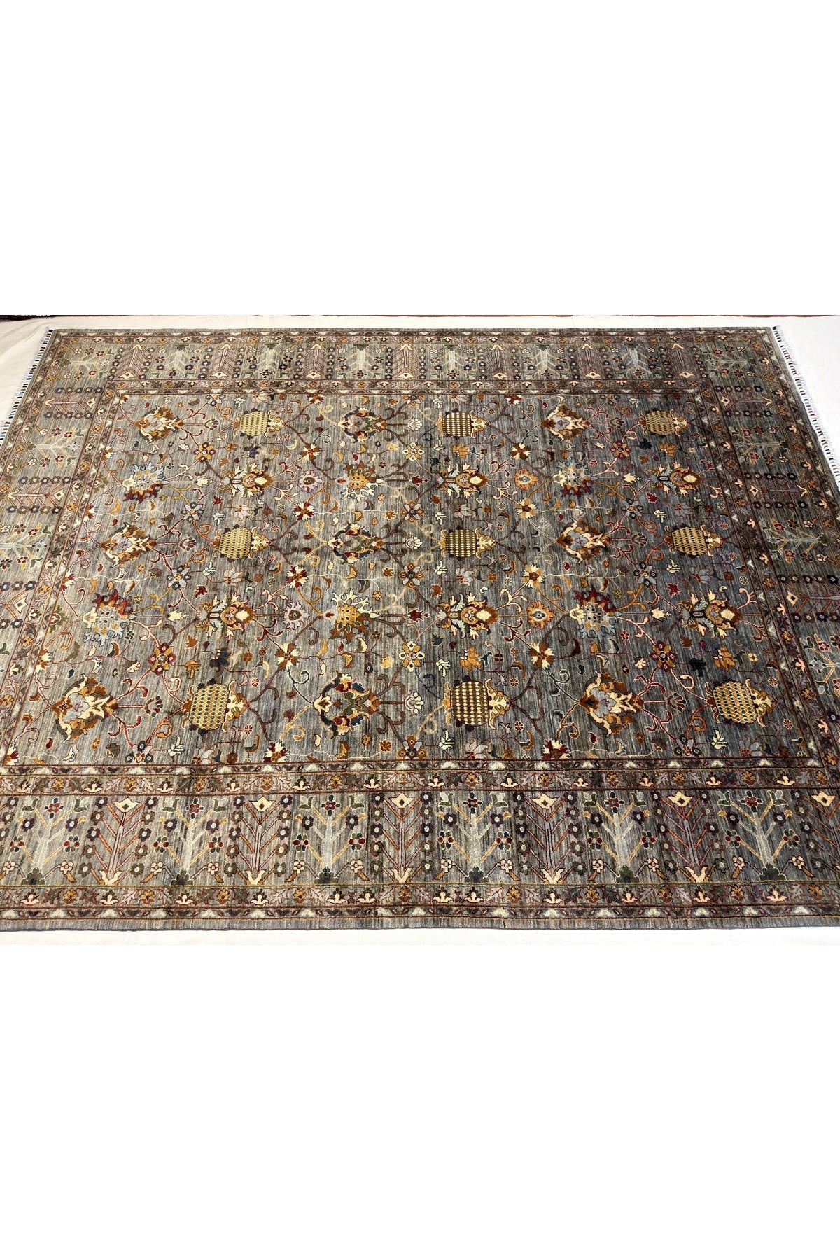 Afgan Rug Hand-Woven 10 Meter Sultani Design Grey Color 100% Wool Natural Dye Elsanat Eseri - MALLTURK