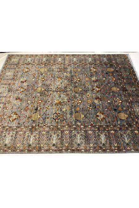 Afgan Rug Hand-Woven 10 Meter Sultani Design Grey Color 100% Wool Natural Dye Elsanat Eseri - MALLTURK