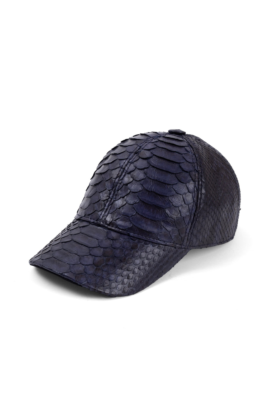 Fubileather Python Skin Baseball Cap Unisex Navy Blue