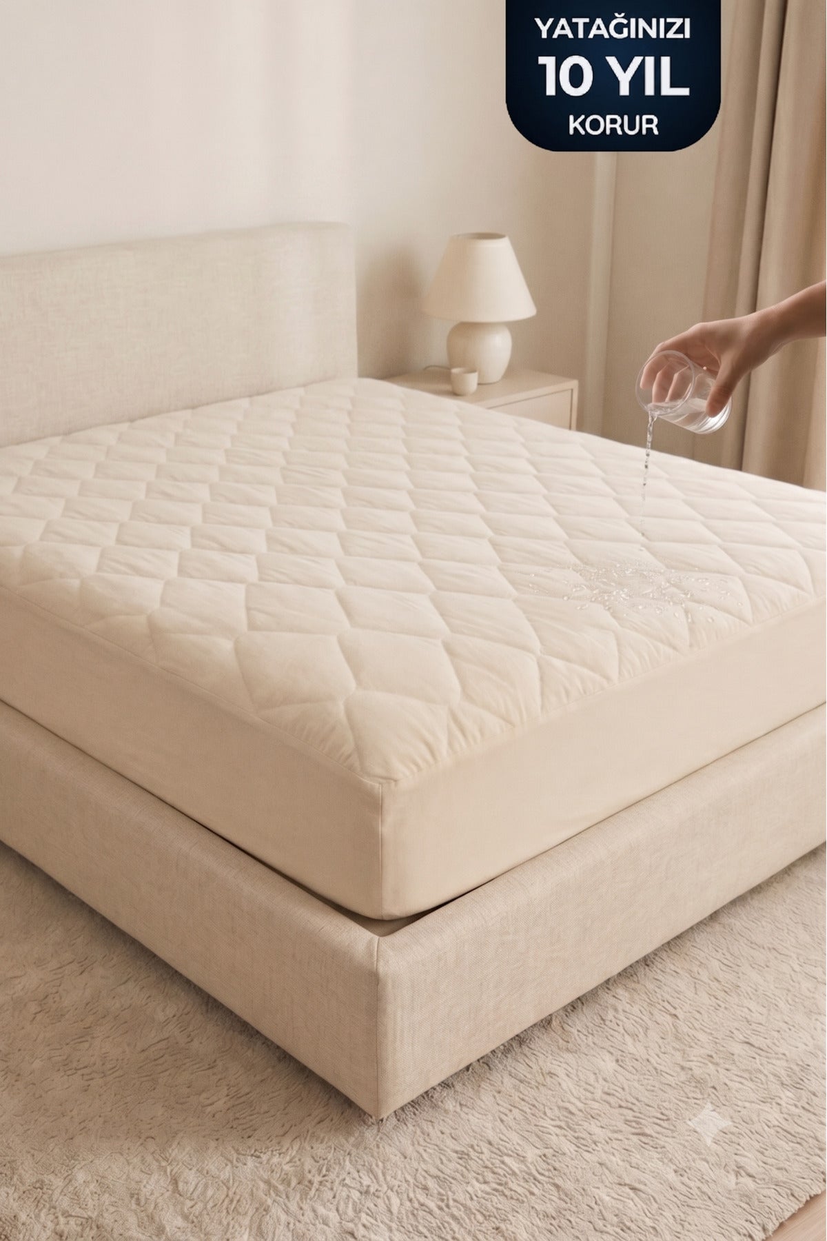 Alez Fabrikasi Waterproof Cotton Quilted Fitted Mattress Protector - MALLTURK