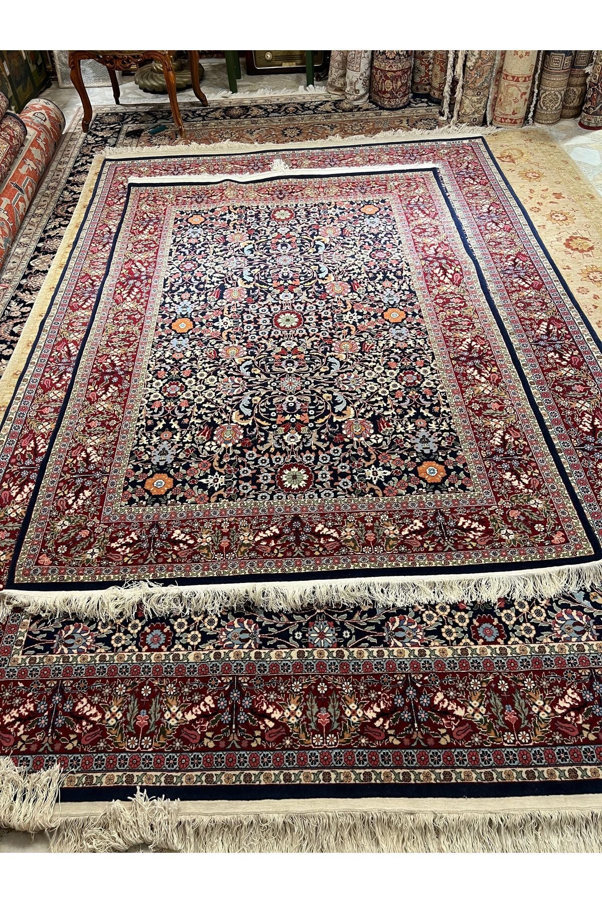 RD RAMAZAN DAG Hand Rug Art Hand-Woven Sumerbank Hereke Rug 100.Anniversary Series Signed Cotton Base Wool Weave Olup Natural Dye 247x153 - MALLTURK