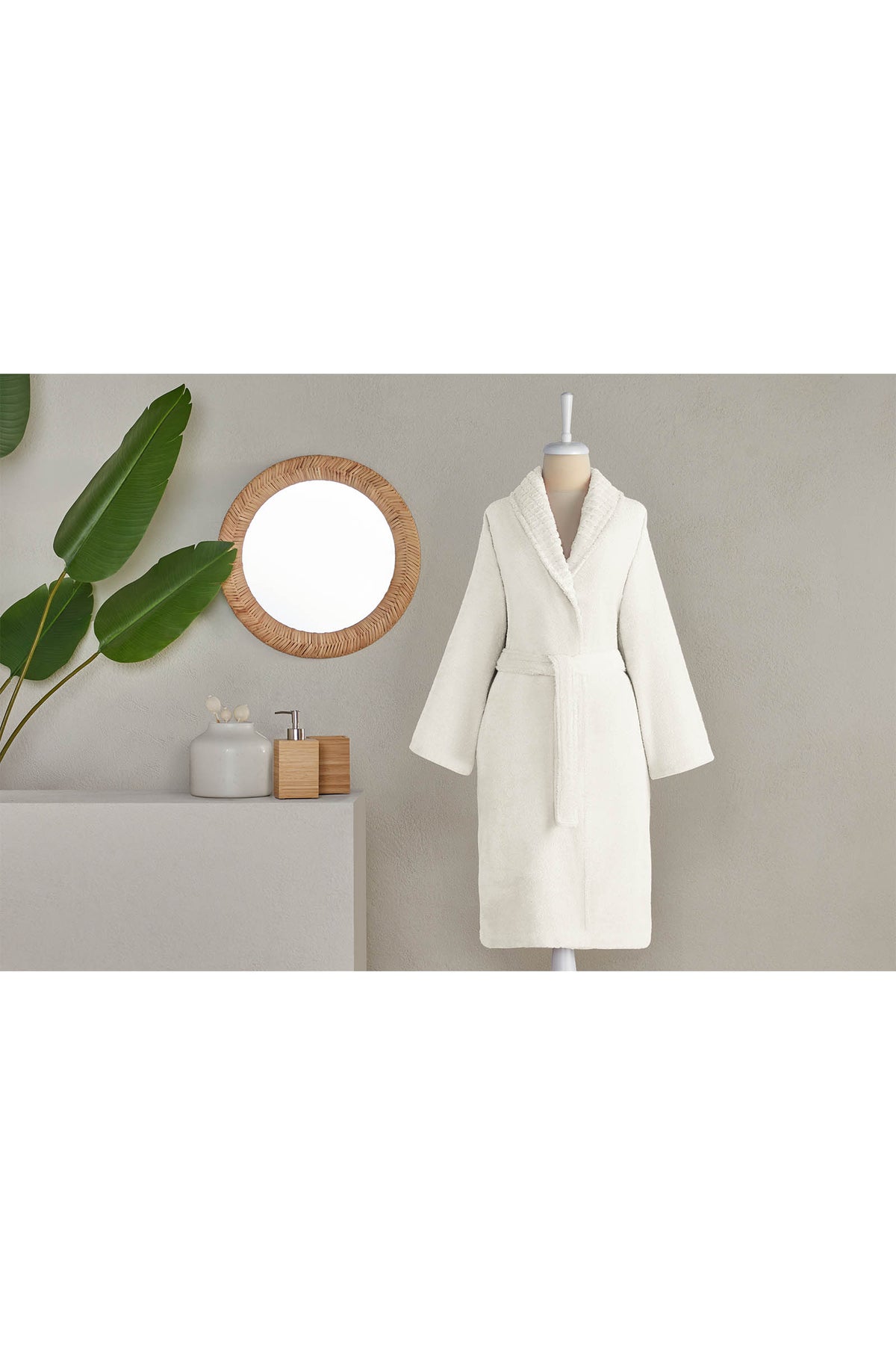 Ozdilek Floretta Dop Pio Shawl Collar Bathrobe - MALLTURK