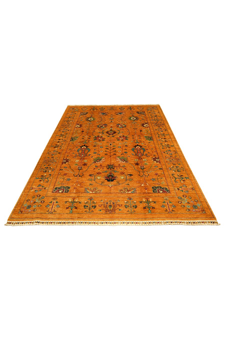 Vog Rug Sultani Handcrafted Anatolian Pattern Pattern Orange Fringed Modern and Traditional Living Room Rug