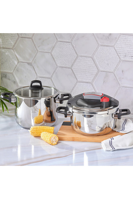 Karaca Perfect Red induction Base Pressure Cooker Set 4+6 Lt Karaca - MALLTURK
