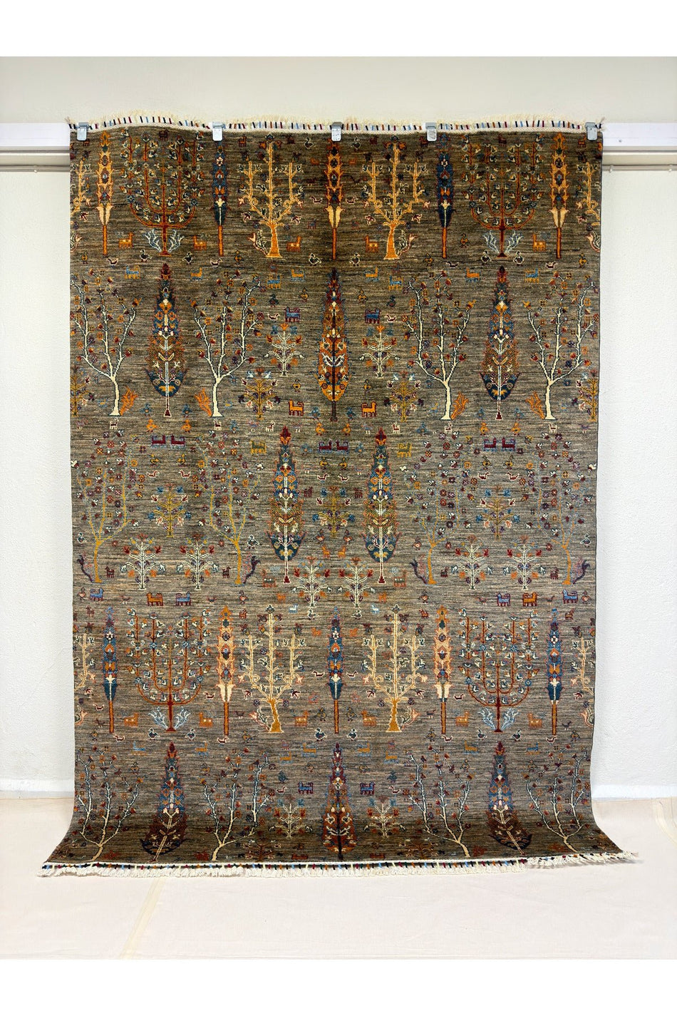 Afghan Rug Hand-Woven 100% Wool Natural Dye Tree of Life Design - MALLTURK
