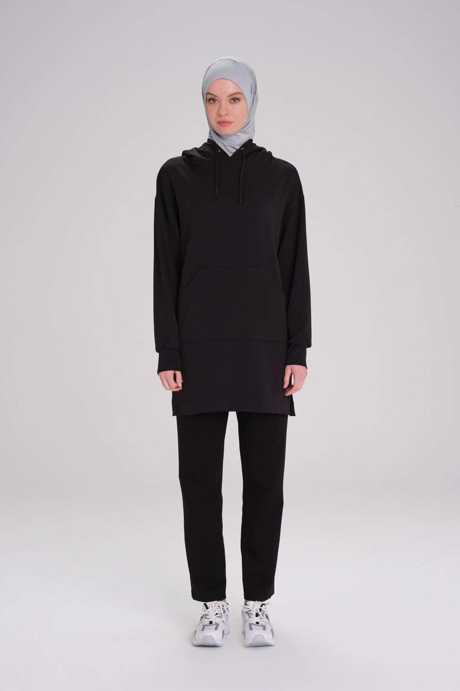 Hasema Soft Textured Hooded Black Basic Casual Sweatshirt ACT-13