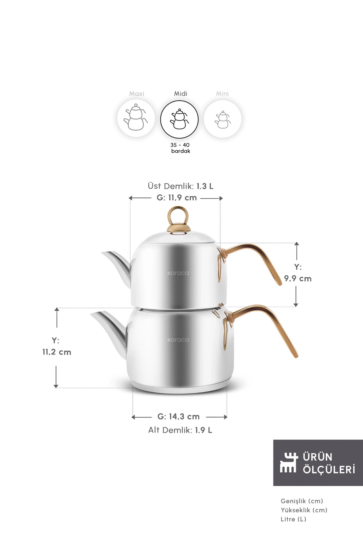 Karaca Urban Midi induction Base Teapot Set Gold - MALLTURK