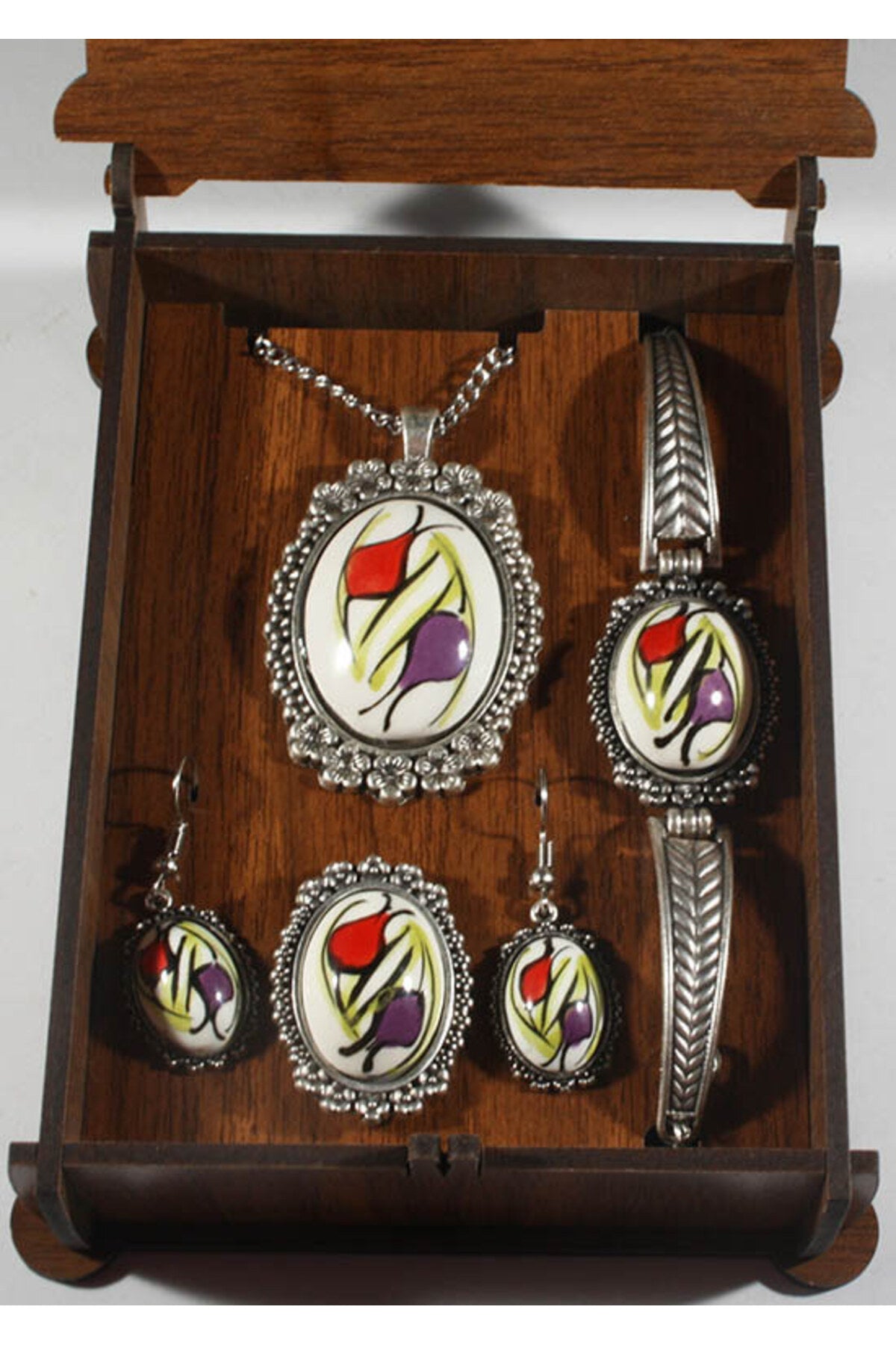 Cini Evi Plum and Red Tulip Jewelry Set - MALLTURK