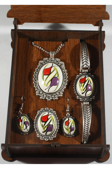 Cini Evi Plum and Red Tulip Jewelry Set - MALLTURK