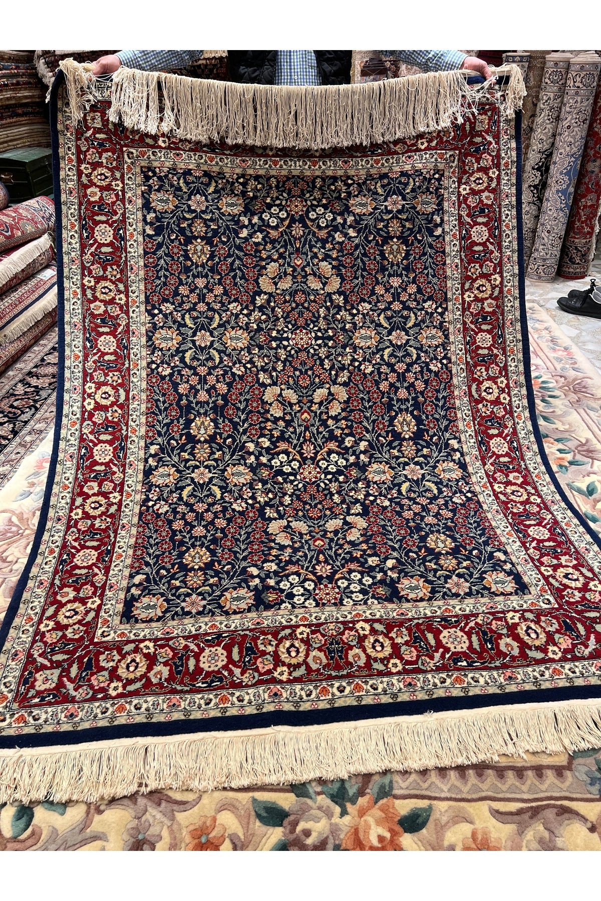 RD RAMAZAN DAG Hand Rug Art Hand-Woven Sumerbank Hereke Rug 100.Anniversary Series Seven Mountains Flower Design Size 207x1.53 - MALLTURK