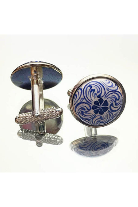 Cini Evi Blue Papatya and Halic Iznik Tile Cufflinks - MALLTURK