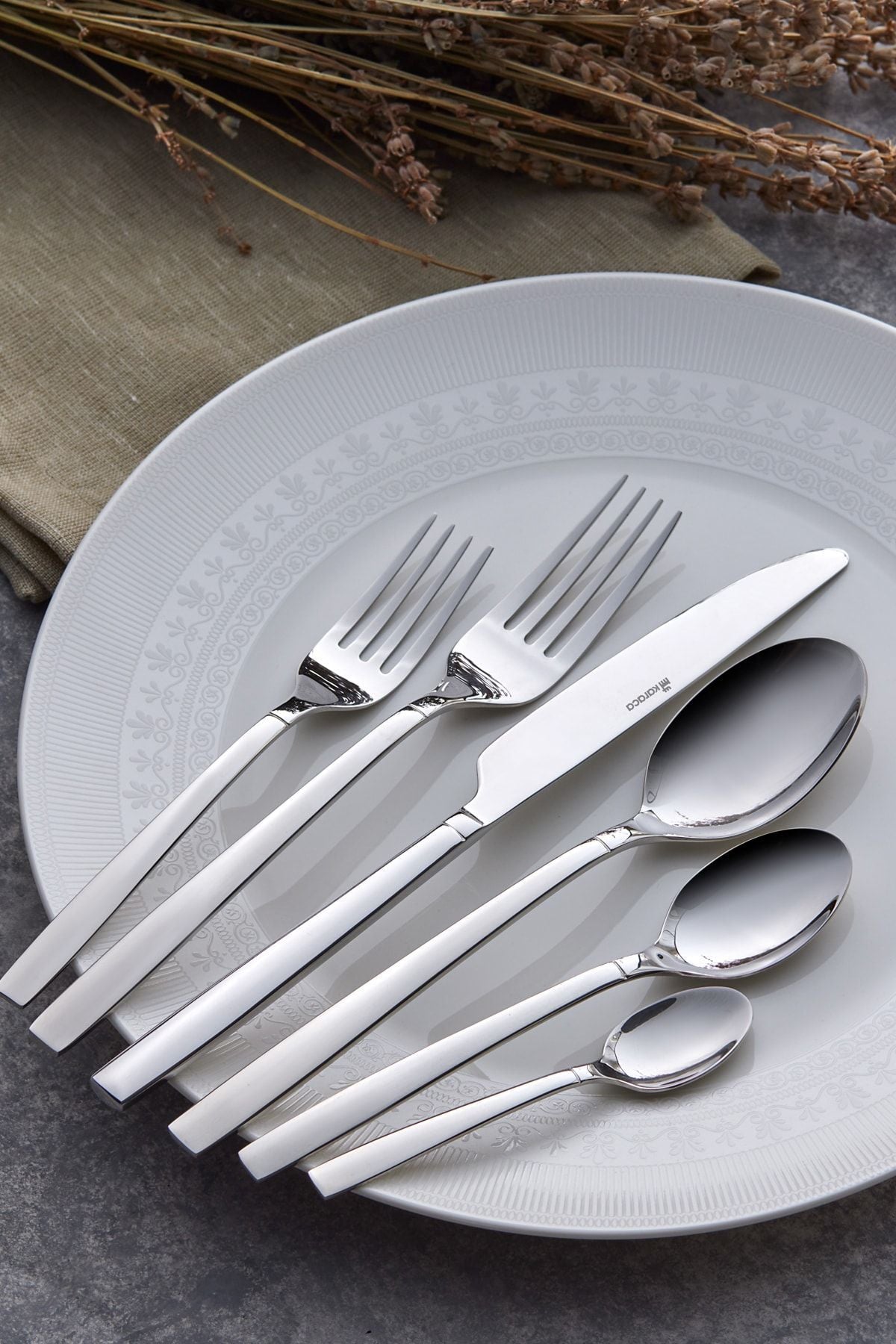 Karaca juniper elegance 84 Piece 12 Place Setting Boxed Flatware Set