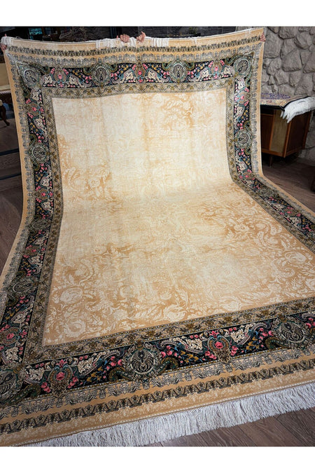 Rustikev Iranian Silk Peacock Rug