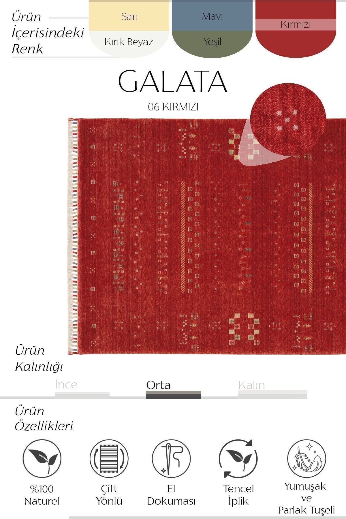 Cool Hali Galata 06 Red Carpet Authentic Living Room Carpet Scandinavian Carpet Natural Bamboo Carpet Handwoven Hall Carpet - MALLTURK