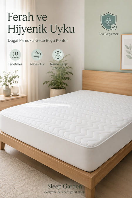 Sleep Garden Waterproof Cotton Quilted Fitted Mattress Protector - MALLTURK