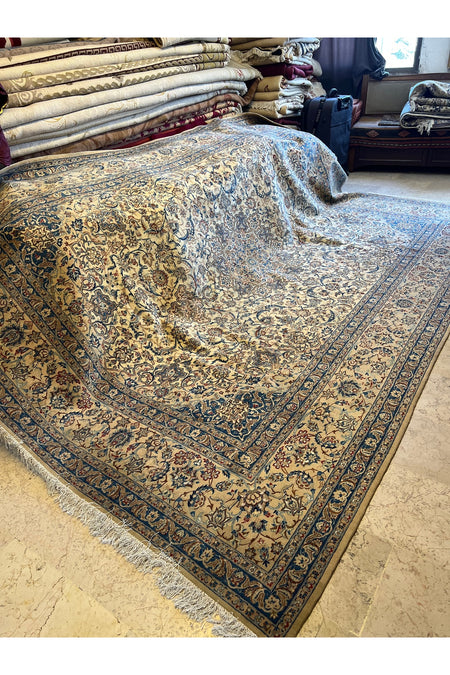RD RAMAZAN DAG Hand Rug Art Hand-Woven Iranian Nain Rug Silk Wool Blend Size 370x257 - MALLTURK