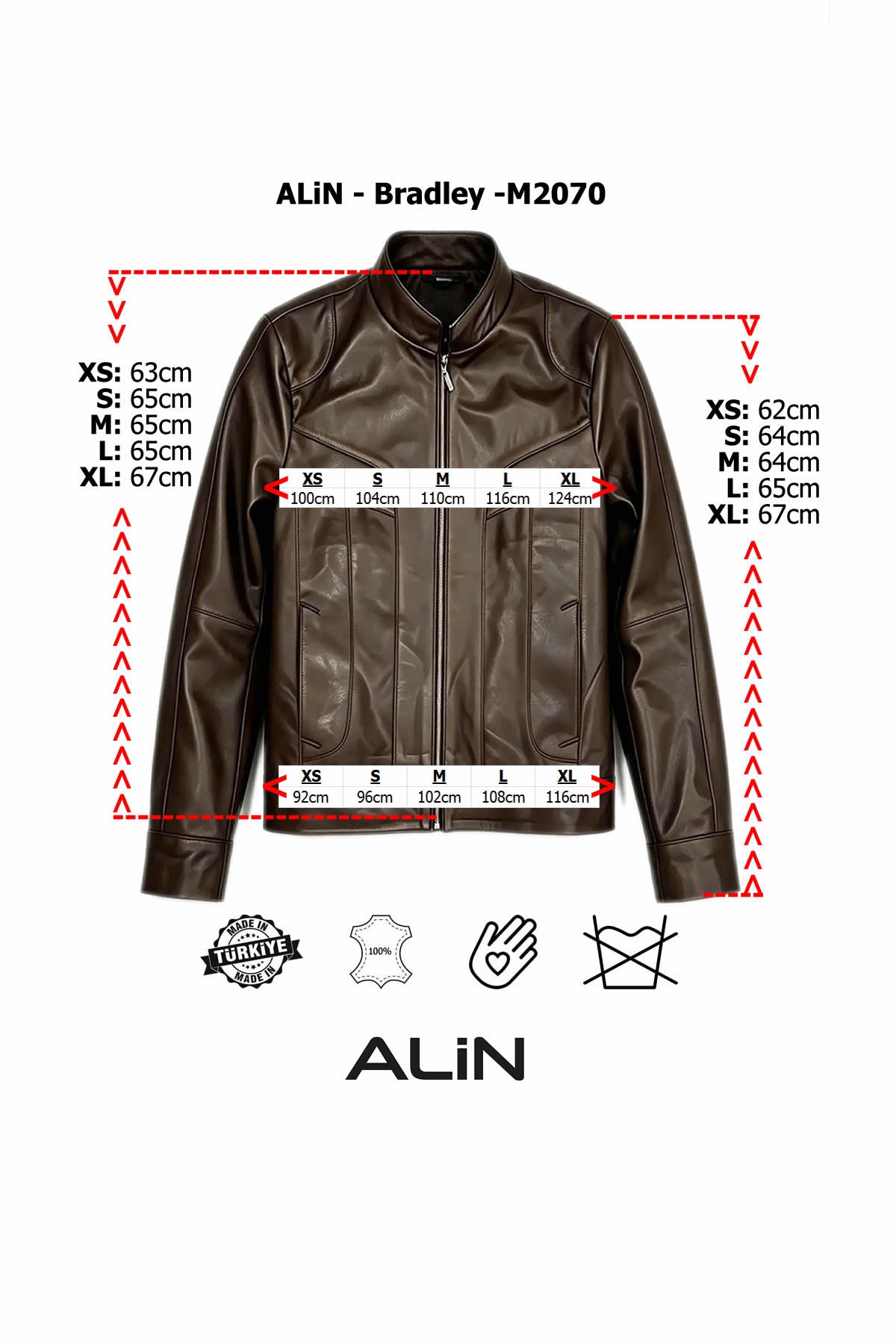 ALIN Bradley Men's Genuine Leather Slim Fit Leather Jacket Brown - MALLTURK