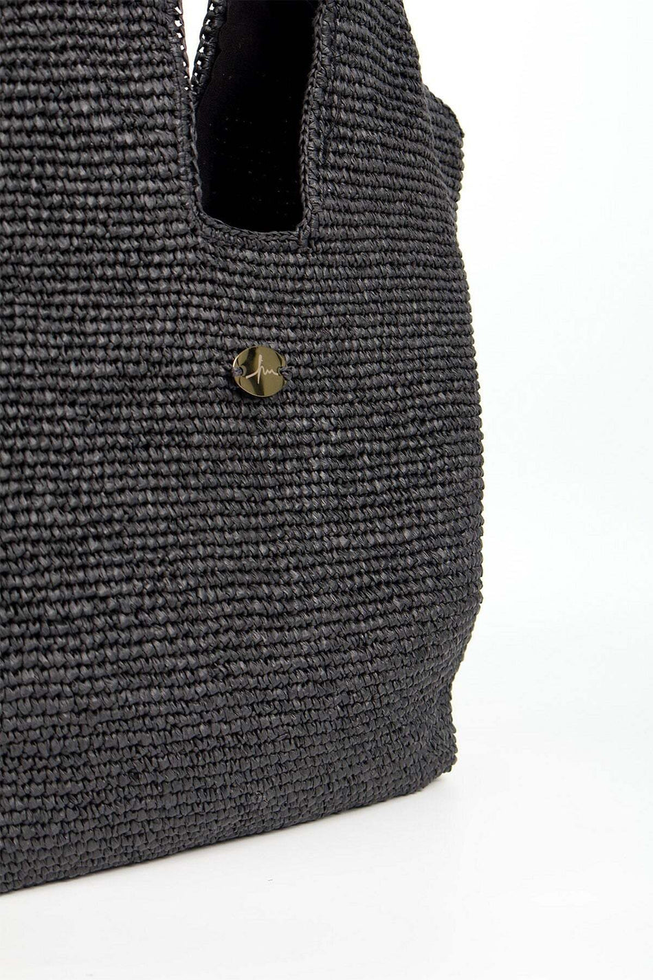 Hasema Black Woven Straw Beach Bag 1183