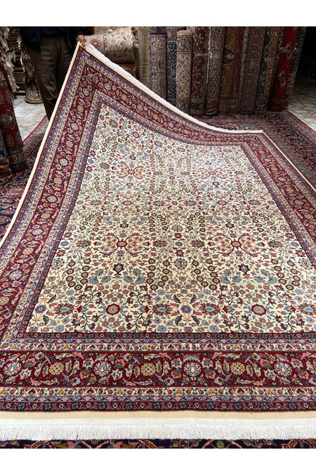 RD RAMAZAN DAG Hand Rug Art Hand-Woven Sumerbank Hereke Rug Signed Seven Mountains Flower Size 278x200 - MALLTURK
