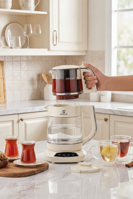 Karaca Tea Lover 3-in-1 Talking Glass Tea Maker, Water Heater and Baby Formula Water Preparer 1700W Starlight. - MALLTURK