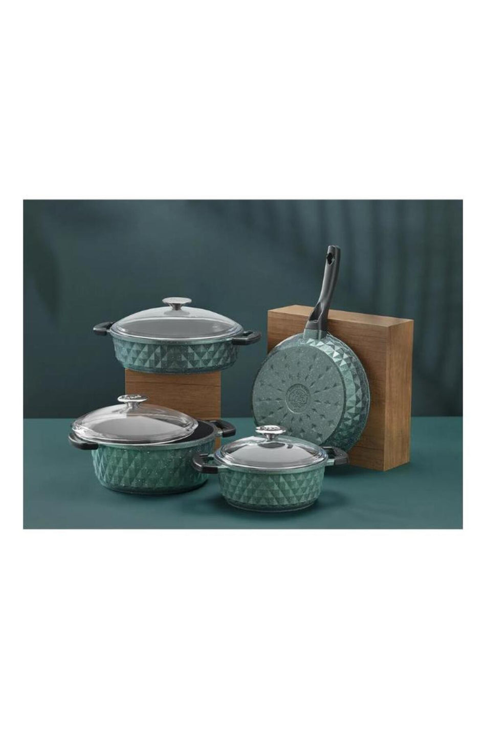 Tac Carabella Cast Glass Lid 7 Piece Cookware Set Haki - MALLTURK