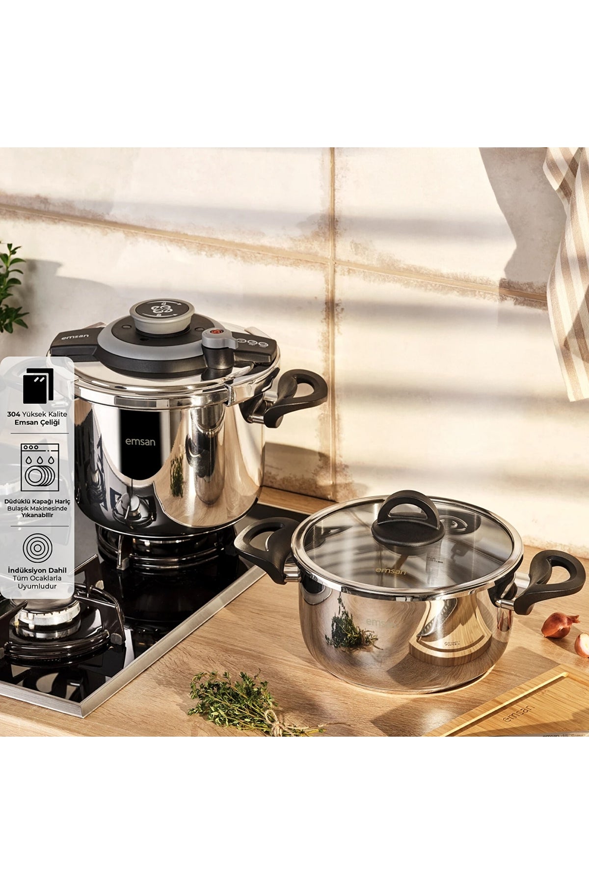 Emsan Vera Pressure Cooker Set 4+6 Liters Black - MALLTURK