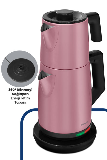 GoldMaster Acacia Pearl Pink XL 2200 Watt Patented Drip-Free Design Stainless Steel Tea Maker and Water Kettle - MALLTURK
