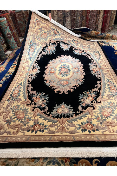 RD RAMAZAN DAG Hand Rug Art Hand-Woven Embossed Chinese Rug Premium Quality Black Color Size 310x210 - MALLTURK