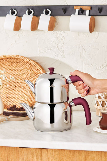 Karaca Alder induction Base Midi Teapot Set, Plum - MALLTURK