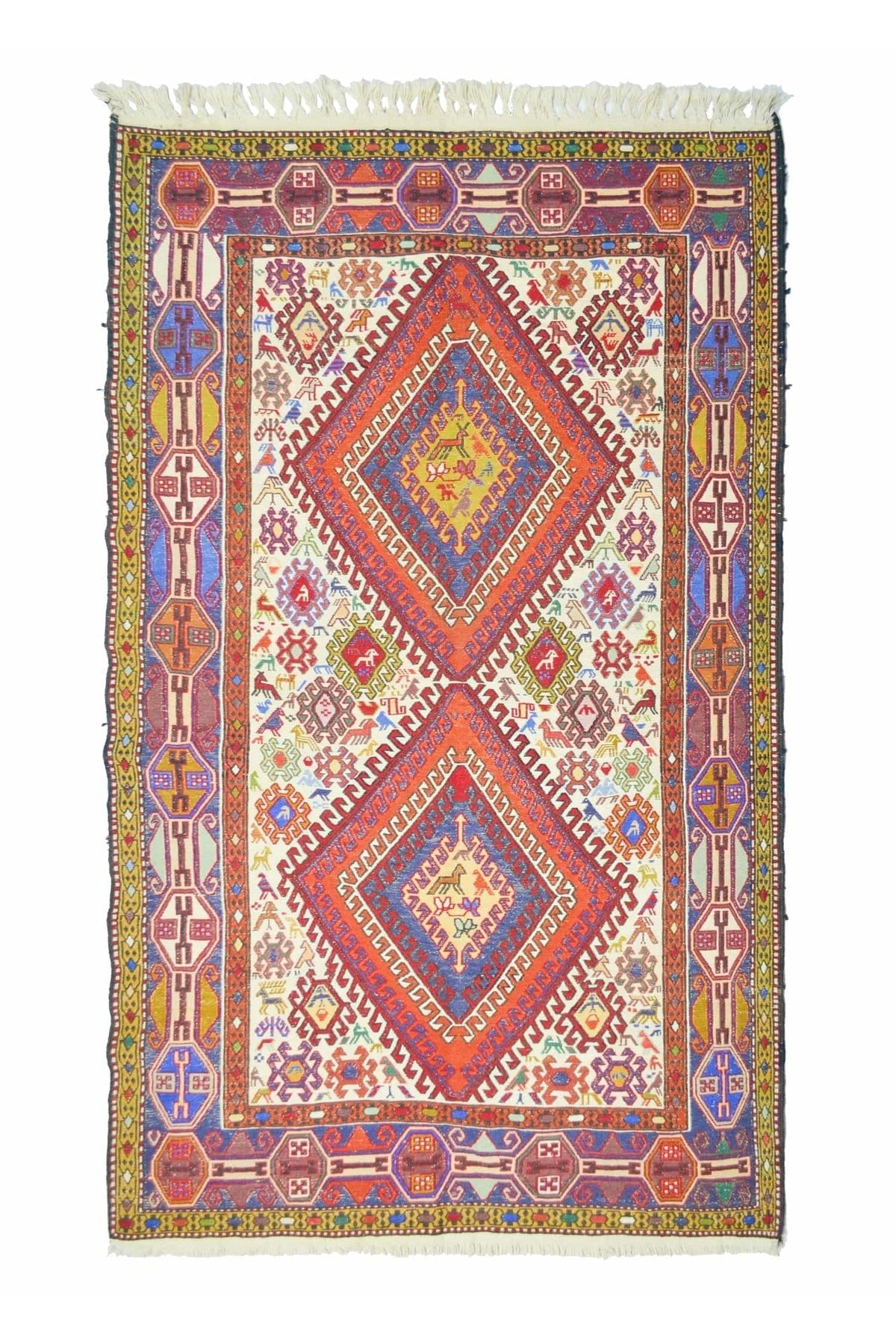 KilimCo. Silk and Wool Hand-Woven Iranian Soumak Kilim 117x200 cm (2.34 m2) - MALLTURK