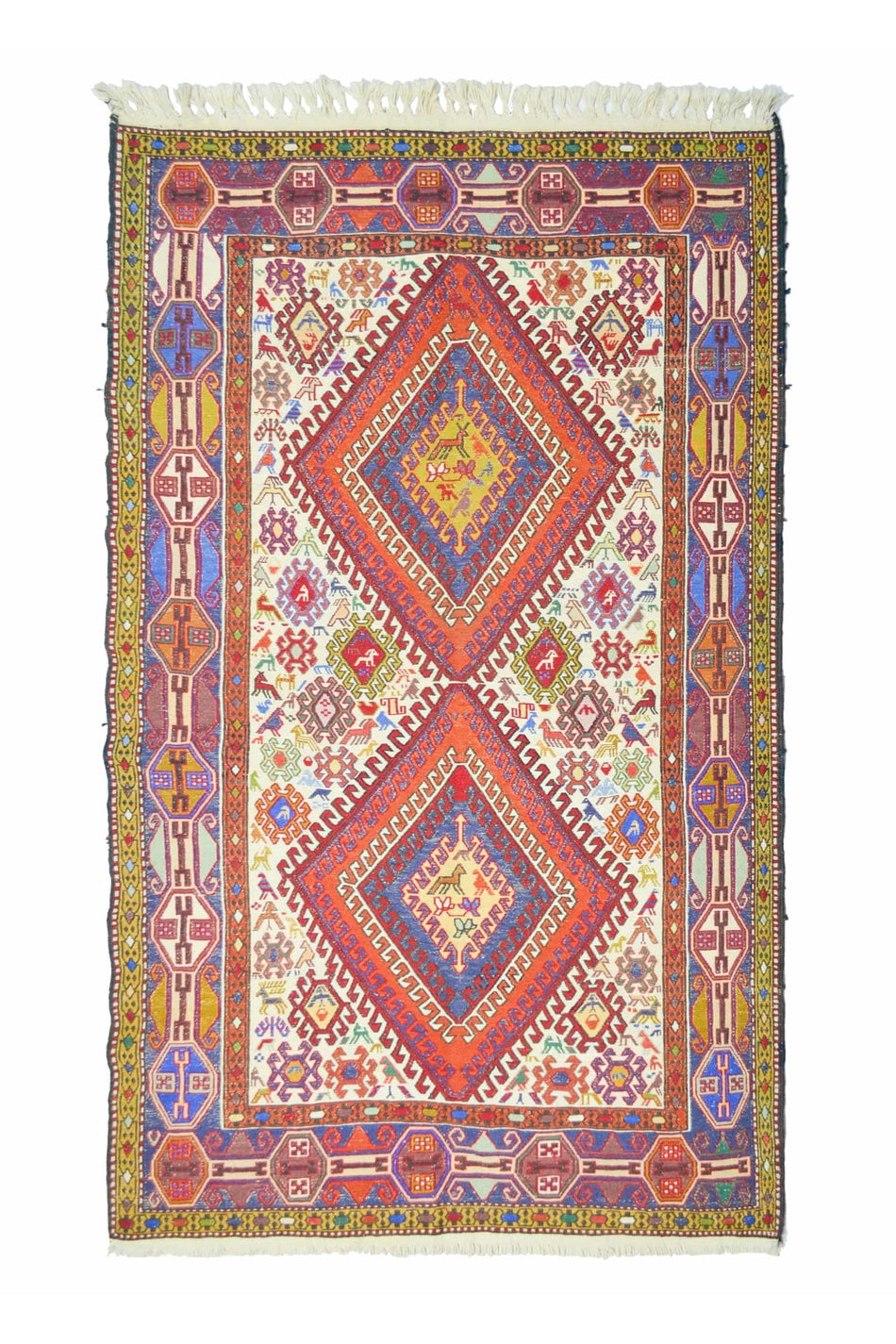 KilimCo. Silk and Wool Hand-Woven Iranian Soumak Kilim 117x200 cm (2.34 m2)