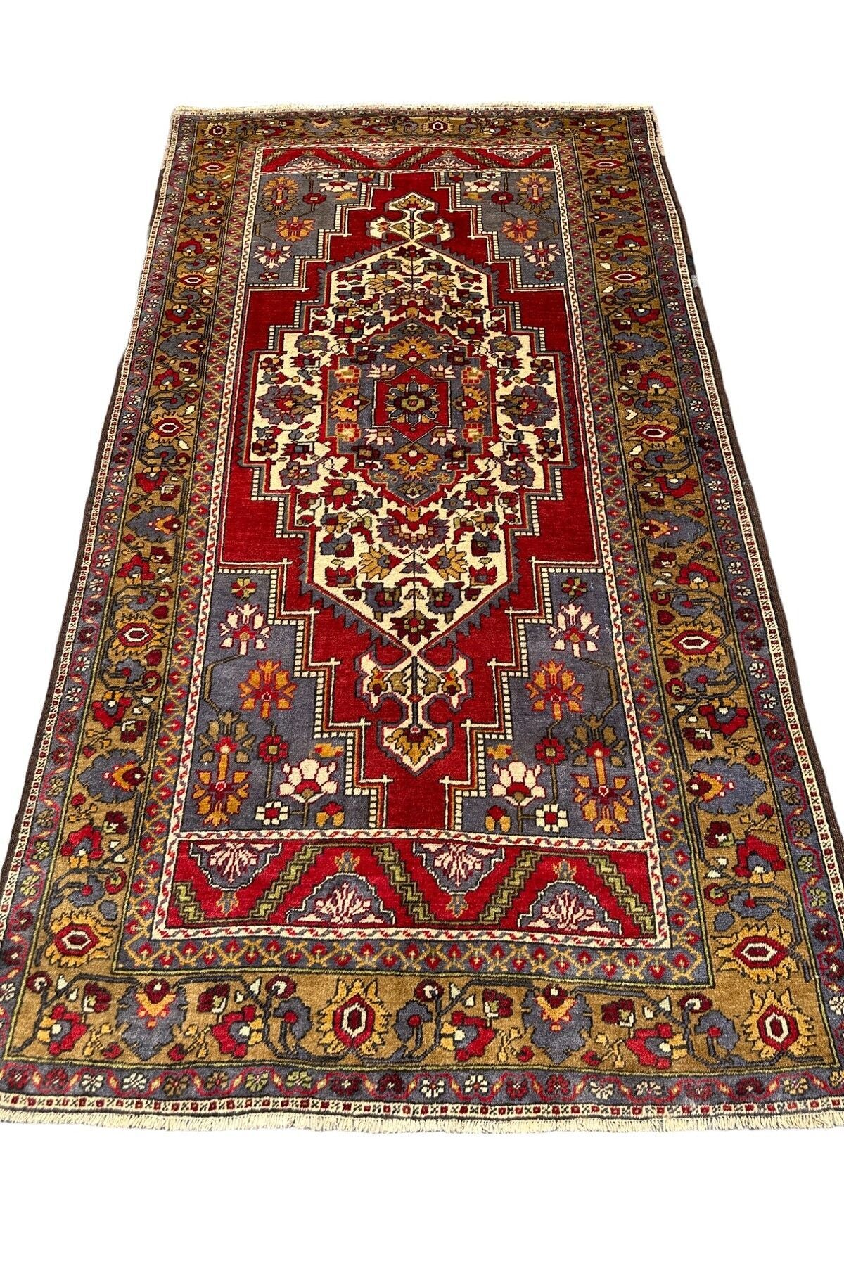 BURAK Rug Hand-Woven Antique Taspinar Rug 190x350 Beige Red 7 M2 Natural Dye Living Room Rug - MALLTURK