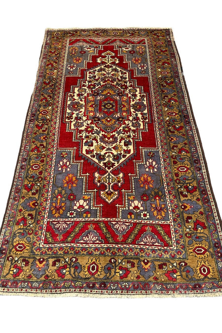 BURAK Rug Hand-Woven Antique Taspinar Rug 190x350 Beige Red 7 M2 Natural Dye Living Room Rug - MALLTURK