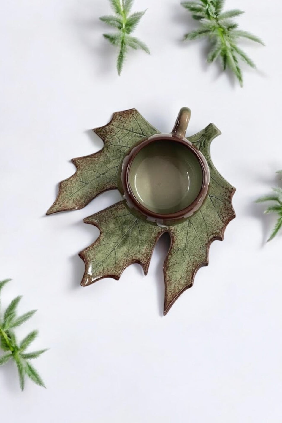 Eporselen Maple Leaf Single 2-Piece Coffee Cup Set Multicolored - MALLTURK
