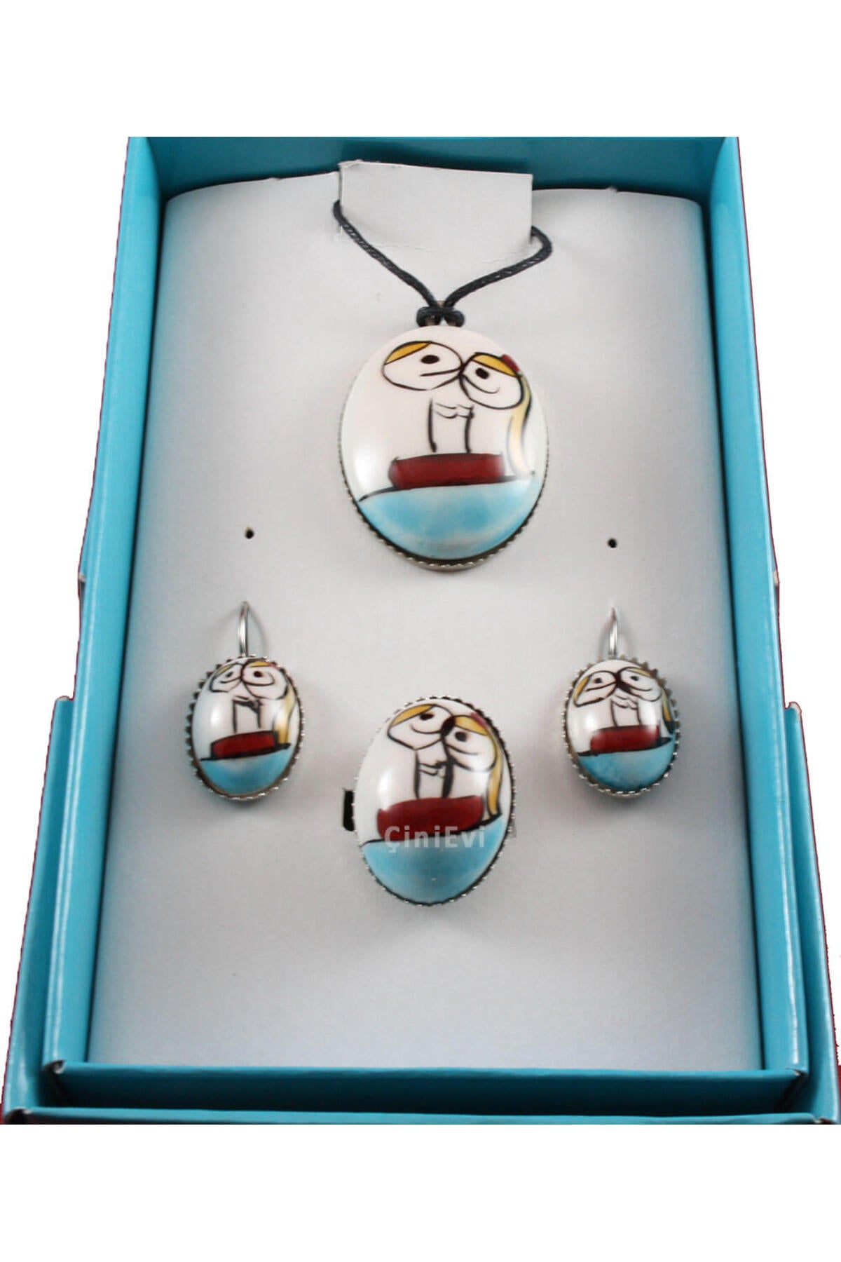 Cini Evi Couple in a Boat Tile Jewelry Set - MALLTURK