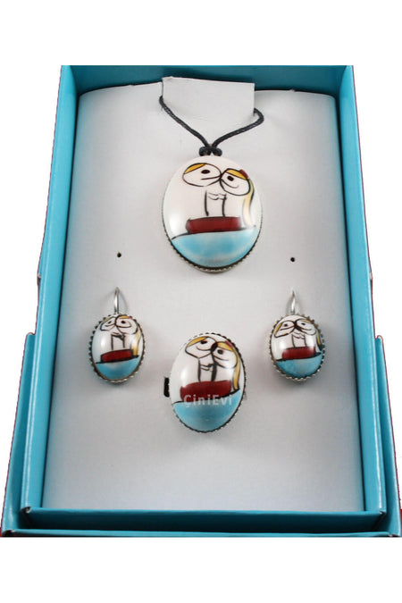 Cini Evi Couple in a Boat Tile Jewelry Set - MALLTURK