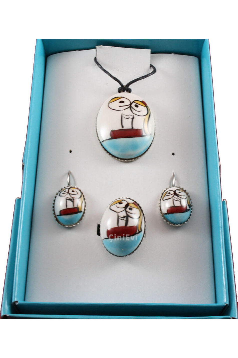 Cini Evi Couple in a Boat Tile Jewelry Set - MALLTURK