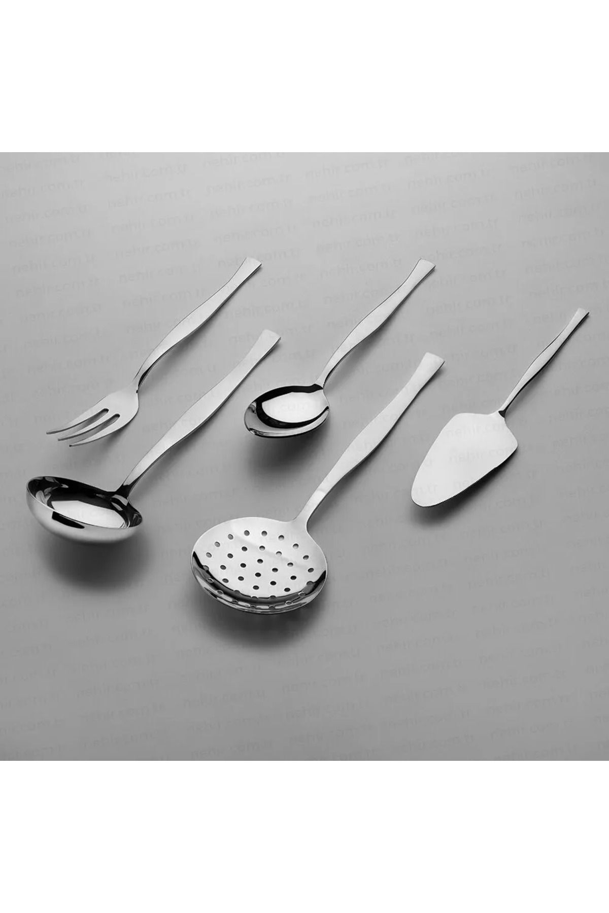 Nehir zarif Plain 6 Piece Serving Utensil Set - MALLTURK