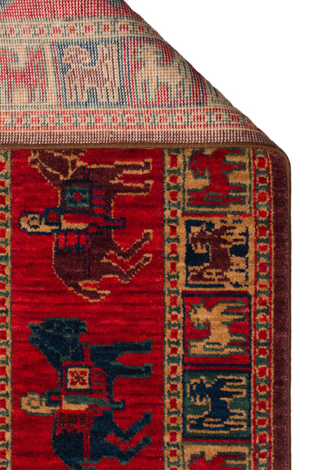 Cool Rug Mardin Red New Zealand Wool Ethnic Distressed Traditional Pattern Vintage Classic Misafir Living Room Rug