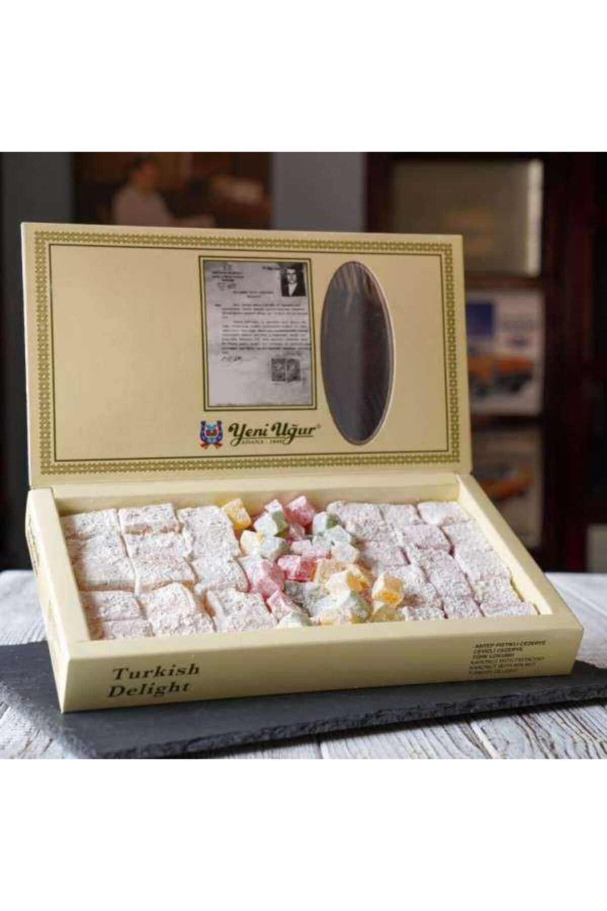 Yeni Ugur Assorted Turkish Delight Plain Rose Flavored and Fruit Flavored 750 g - MALLTURK