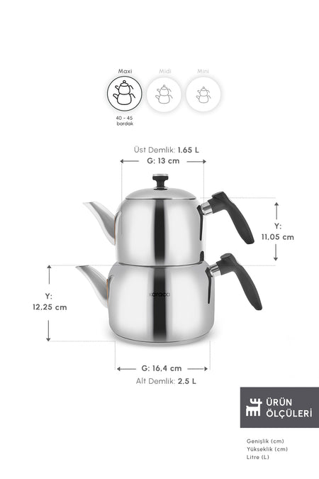 Karaca Asiye Maxi Teapot Set, Black - MALLTURK